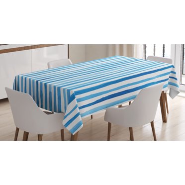 Ambesonne Harbour Stripe Tablecloth Rectangular Table Cover, Marine Cottage, 60"x90", Violet Blue White