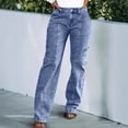 thumbnail image 3 of QURATI Women's Jeans Straight Leg Short Petite Regular Tall Denim Relaxed Pants Womens Bottoms Dark Blue L, 3 of 9