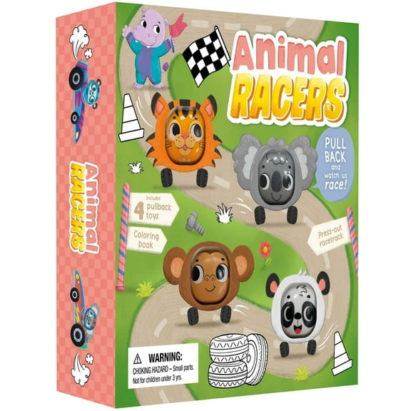 Animal Racers: Includes 4 Pullback Toys & a Coloring Book, (Paperback)