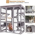 thumbnail image 5 of Aivituvin Large Catio Outdoor Cat Enclosure with Condos, Wood Window Catio Walk in Cat House, Kitty Shelter Indoor with with Door, Platform 70" Gray, 5 of 8
