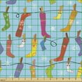 thumbnail image 2 of Winter Upholstery Fabric by the Yard, Christmas Theme of Ornamental Socks Hung on a Rope Merry Vibes, Decorative Fabric for DIY and Home Accents, Pale Sky Blue Multicolor by Ambesonne, 2 of 5