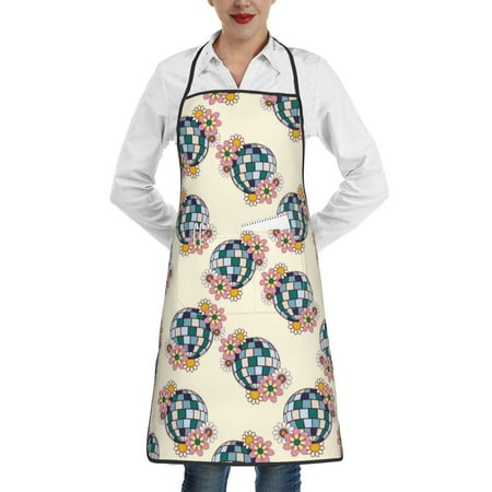 

Matuu 70s Disco Ball for Adjustable Cooking Aprons for Women with Pockets Kitchen Aprons for Men Water and Oil Resistant
