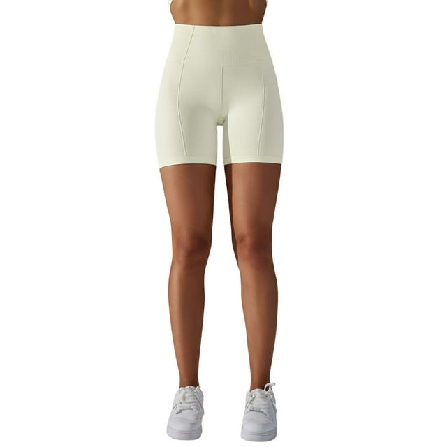 EczUOHAO Shorts pour Femmes Actives en Mélange de Coton Simone Yoga et Course, Blanc