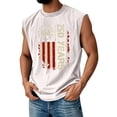 thumbnail image 2 of Men's Crew Neck Muscle Tee with "USA" Surrounded by Stars and Vertical "250 Years" Text Beside Distressed Striped Flag, Soft Cotton Blend for Daily Wear White M, 2 of 4