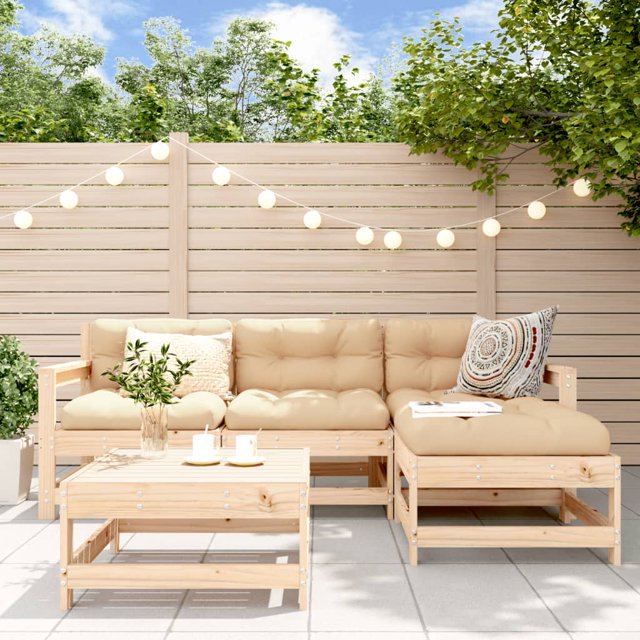 vidaXL 5 Piece Garden Lounge Set Solid Wood Pine