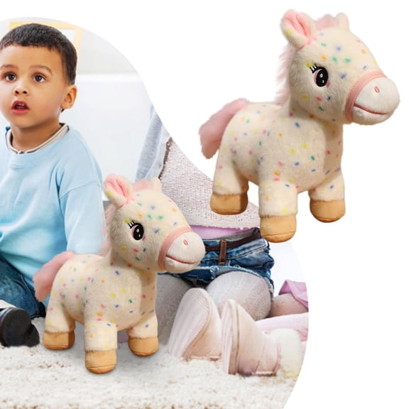 Rainbow Plush Pony Toy Soft Unicorn Stuffed Animal Cute Colorful Horse Birthday Gift for Girls Toddler Easter Basket Stuffers Valentine's Day Present Shower Decoration Rainbow Theme Party