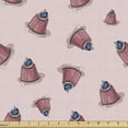 thumbnail image 1 of Food Fabric by the Yard Upholstery, Cake Like Pudding and Blueberries Delicious Dessert on Pastel Background, Decorative Fabric for DIY and Home Accents, Pale Pink Dark Blue by Ambesonne, 1 of 5
