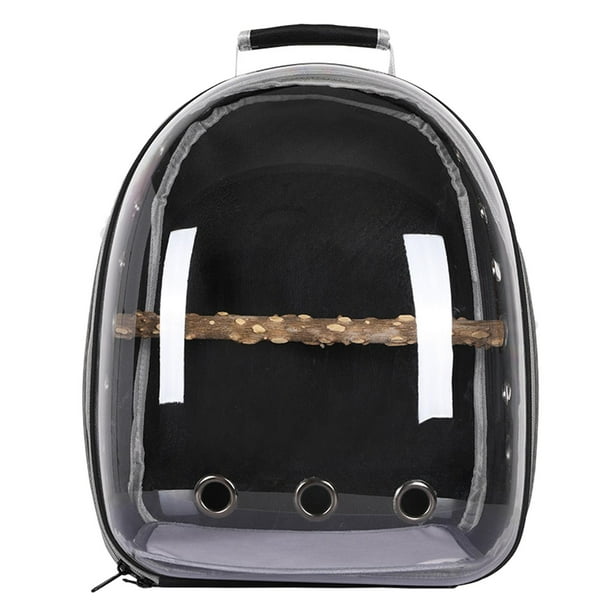 Jaula para pájaros, mochila transpirable para exteriores, bolsa de transporte para loros Negro