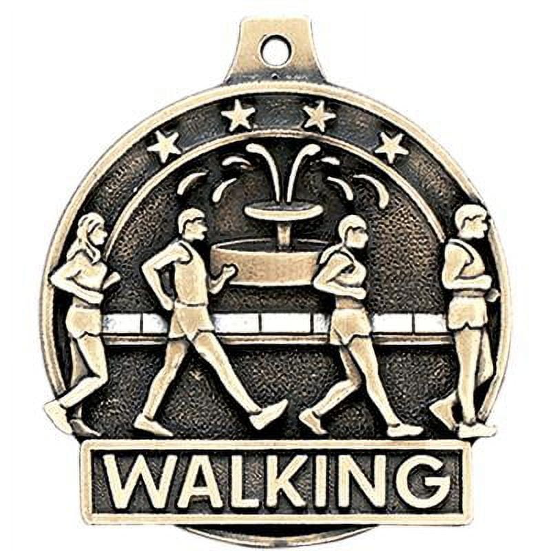Walking Medals, 2" Gold Diecast Walking Medal Award 20 Pack