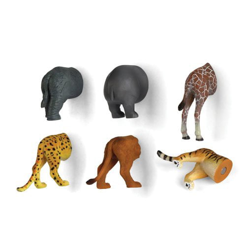 Pack of 6 Safari Animal Butt Magnets 