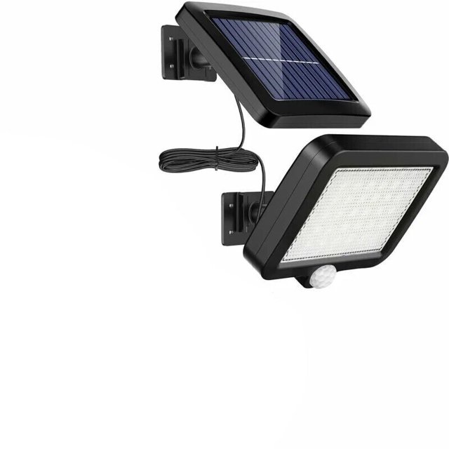 Luces solares para exteriores de 56 LED con sensor de movimiento, IP65 a prueba de agua, Ángulo de iluminación de 120°, Lámpara solar de pared para jardín con cable de 5 m