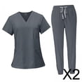 thumbnail image 1 of 2x Conjunto De Uniforme Médico Femenino, Ropa De Trabajo De Enfermera Lavable A Máquina Para Salón De Belleza, 1 of 10