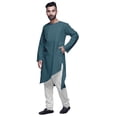thumbnail image 4 of Atasi Asymmetric Indian Mens Long Kurta Solid Round Neck Kurtas Party Wear, 4 of 5