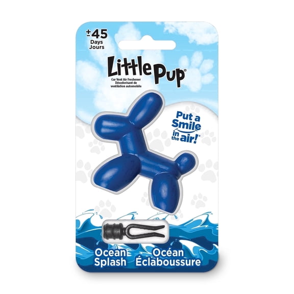 Little Pup 96603 Ocean Splash Scent, Car Air Freshener, Clips to A/C Air Vent, Set of 1