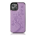 thumbnail image 5 of Feishell Back Case for iPhone 13 mini,Embossed Pattern PU Leather Wallet Phone Case with ID Credit Card Slots Shockproof Magnetic Buckle Back Flip Holder Protective Cover,Purple, 5 of 9