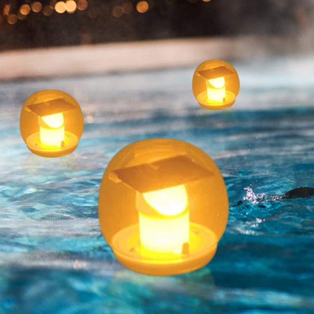 Candle Wishes Bolas solares IP68 Lámpara flotante solar impermeable para balcón de jardín WDOplteas Para estrenar