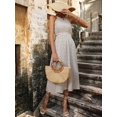 thumbnail image 4 of White Ditsy Floral Halter Neck Cut-Out Waist Maxi Dress For Women, 4 of 6