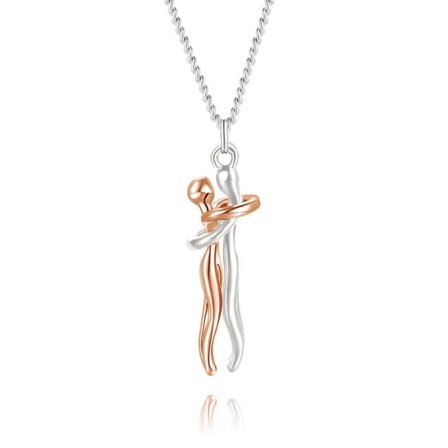 Conjunto de collar y pendientes para pareja | Colgante y pendientes de aleación de acero inoxidable | Regalo unisex de amor para San Valentín y aniversarios