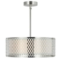 CWI Lighting Mikayla 3 Light Drum Shade Metal Chandelier in Satin Nickel