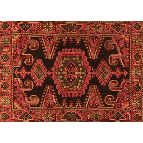 Ahgly Company Indoor Rectangle Persian Orange Traditional Area Rugs, 5' x 7'