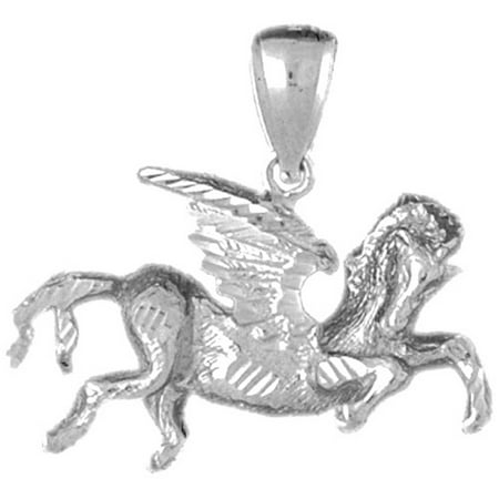 18K White Gold Pegasus Pendant - 25 mm
