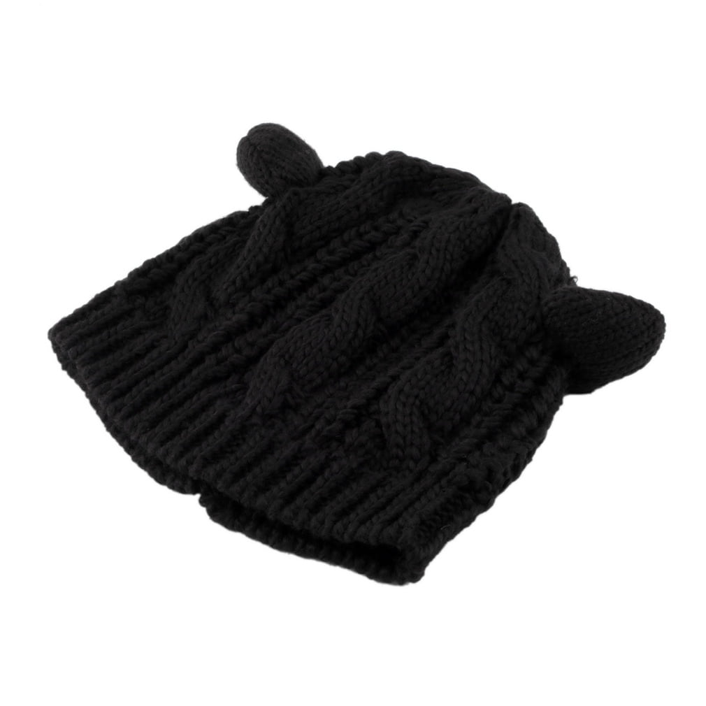 2018 New Women Devil horns Cat Ear Crochet Braided Knit Ski Beanie Wool Hat Cap by Musics