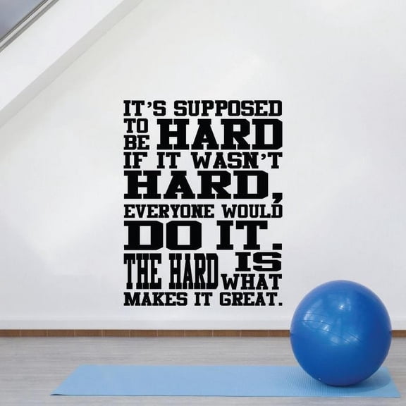 Its Supposed To Be Hard If It Wasnt Hard Everyone Would Do It Exercise Quote Motivation Fitness Inspiration Vinyl Wall Art Sticker Decal Home Gym Workout Area Fitness Decoration Size(30x22 inch)