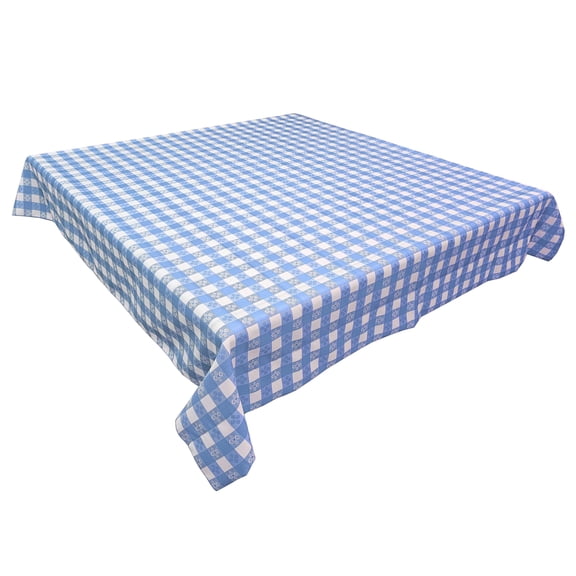 Poplin Tavern Gingham Checkered Polyester Tablecloth Light Blue