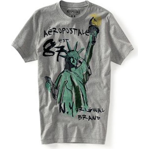 Aeropostale - Camiseta gráfica para hombre, color gris, extragrande