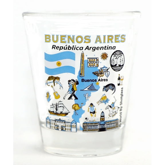 Buenos Aires Argentina Landmarks and Icons Collage Shot Glass