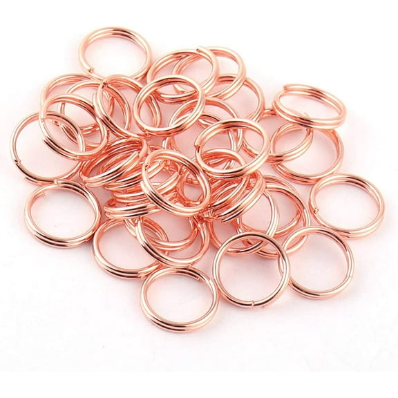 10mm Rose Gold Round Split Key Rings Key Chain Charm Clasp Supplies,Small Jump O Rings Loop Metal Key Ring Pendant,Key Fob Hardware 100pcs