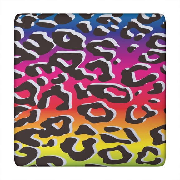 Colorful and Black Of Leopard Print Square Fitted Tablecloth with Elastic Edge,Square Table Cover,Washable Elastic Table Cover for Home Kitchen Party Decor 34"x34"