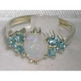 thumbnail image 3 of LBG 14k White Gold Real Genuine Opal and Blue Topaz Womens Band Ring - Size 7, 3 of 5