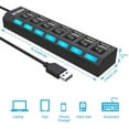 thumbnail image 1 of 7-Ports USB 2.0 Hub High Speed ON/Off Individual Switch with LEDs Power Switches USB Hub, 1 of 8