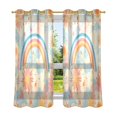 thumbnail image 6 of Yayeee Window Curtains Set of 2 for Living Room Light Filtering 63"x52", Pink Retro Sun, 6 of 7
