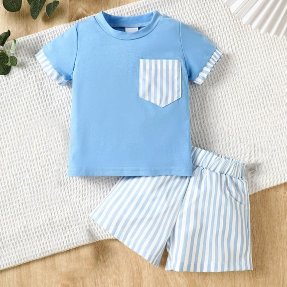 Pejock Toddler Girls & Boys 2-Piece Summer Outfit Set (0-3Y) | Organic Cotton, Quick-Dry Playwear, Cute Animals Print T-Shirt & Elastic Waist Shorts, Daycare & Playdate Outfits