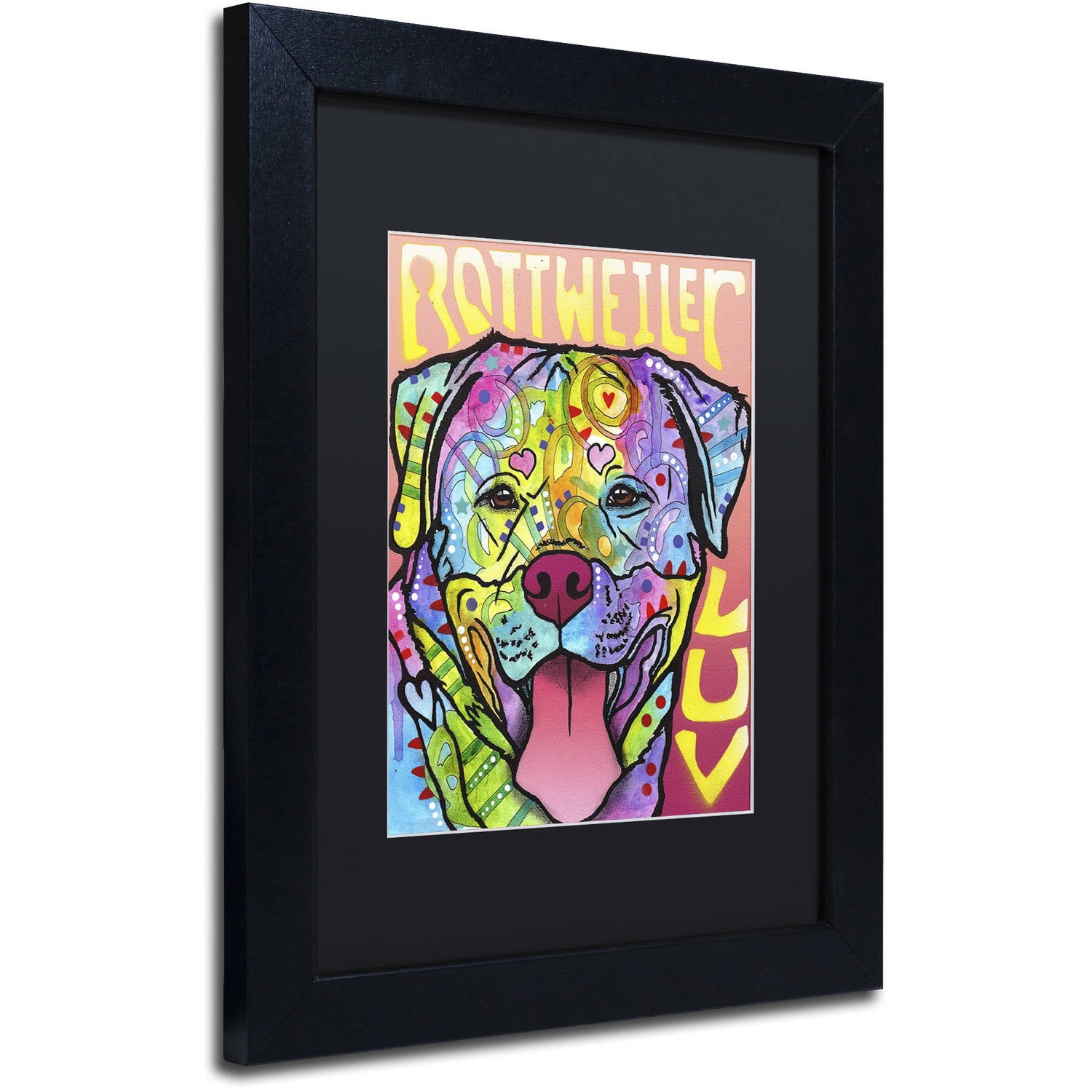 Trademark Fine Art 'Rottweiler  Luv' Canvas Art by Dean Russo, Black Matte, Black Frame