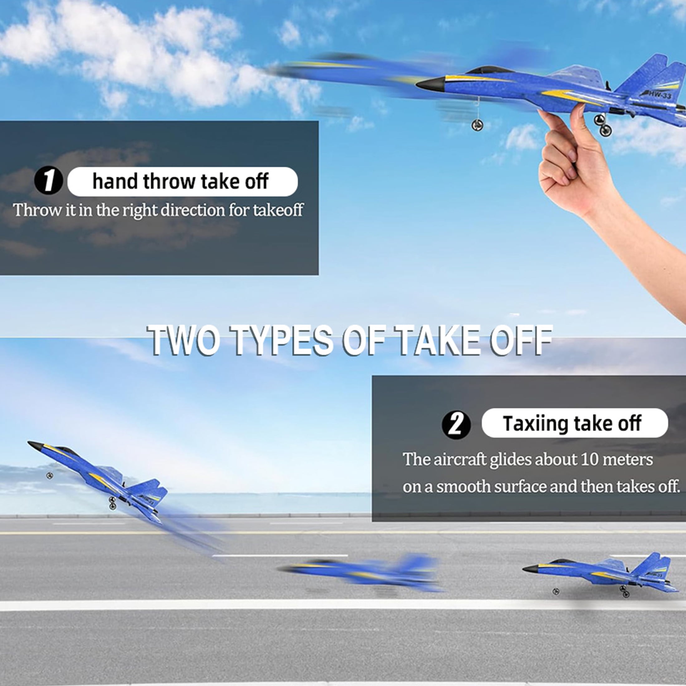 NautyDaddy Summer Outdoor Toys - Airplane Model, 2.4GHz Smart Gyroscope Remote Control Airplane, LED Night Flight Light, Cool Fighter Toy, Suitable for Night Flight, Suitable for Ages 14+