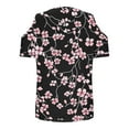 thumbnail image 5 of Olyvenn Women's Short Sleeve Shirts Floral Print Cold Shoulder Tops Basic Tees V Neck Blouse Fashion Summer Tshirts Multicolor S, 5 of 6