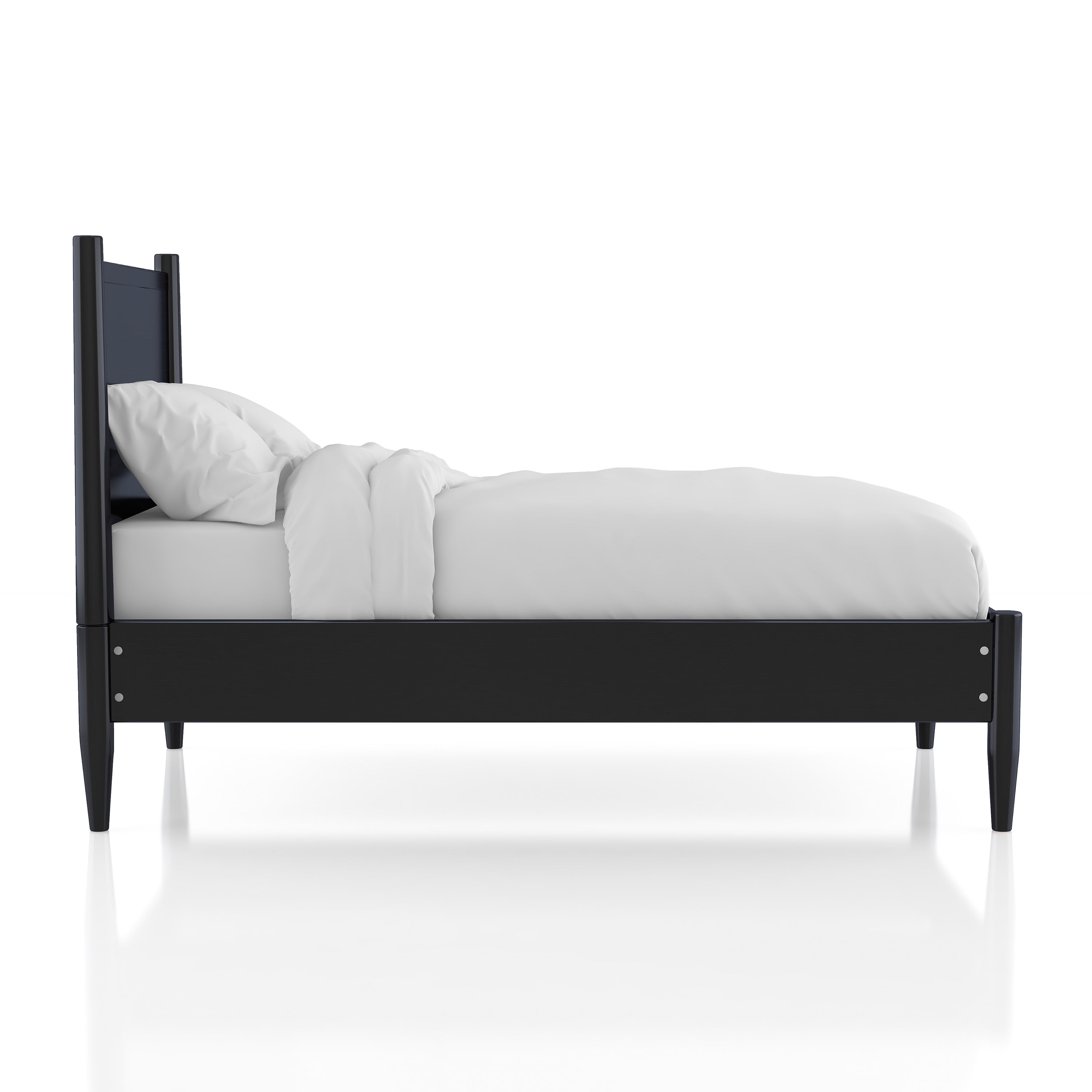 Furniture of America Mattress Ready Solid Wood Black Twin Kids Bed with 12" Memory Foad Mattress