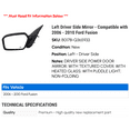thumbnail image 2 of Left Driver Side Mirror - Compatible with 2006 - 2010 Ford Fusion 2007 2008 2009, 2 of 2