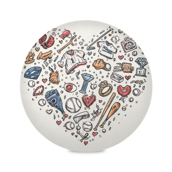 IAUYY Set of 1 Round Placemats for Dining Tables Heat-Resistant and Wear-Resistant DIY Printing Design Table Placemats，Applicable for Christmas Heart Shaped Pattern Background