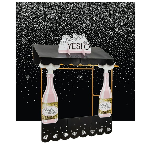 Fun Express Bachelorette Party Black & White Dots Backdrop & Tabletop Hut Decorating Kit – 7 Pieces