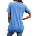 thumbnail image 5 of HUBERY Women Round Neck Short Sleeve Pockets Spliced Solid Color Shirt, 5 of 5