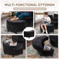 thumbnail image 6 of Dinosisco Oversized Swivel Accent Barrel Chair with Storage Ottoman, Chenille, Indoor, Black, 6 of 9