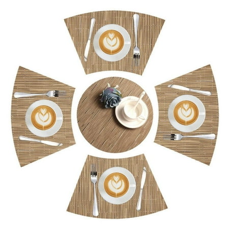 

Lacyie Round Table Placemats Set of 5 Table Mats Round Heat Resistant Non-slip Decorative Placemats