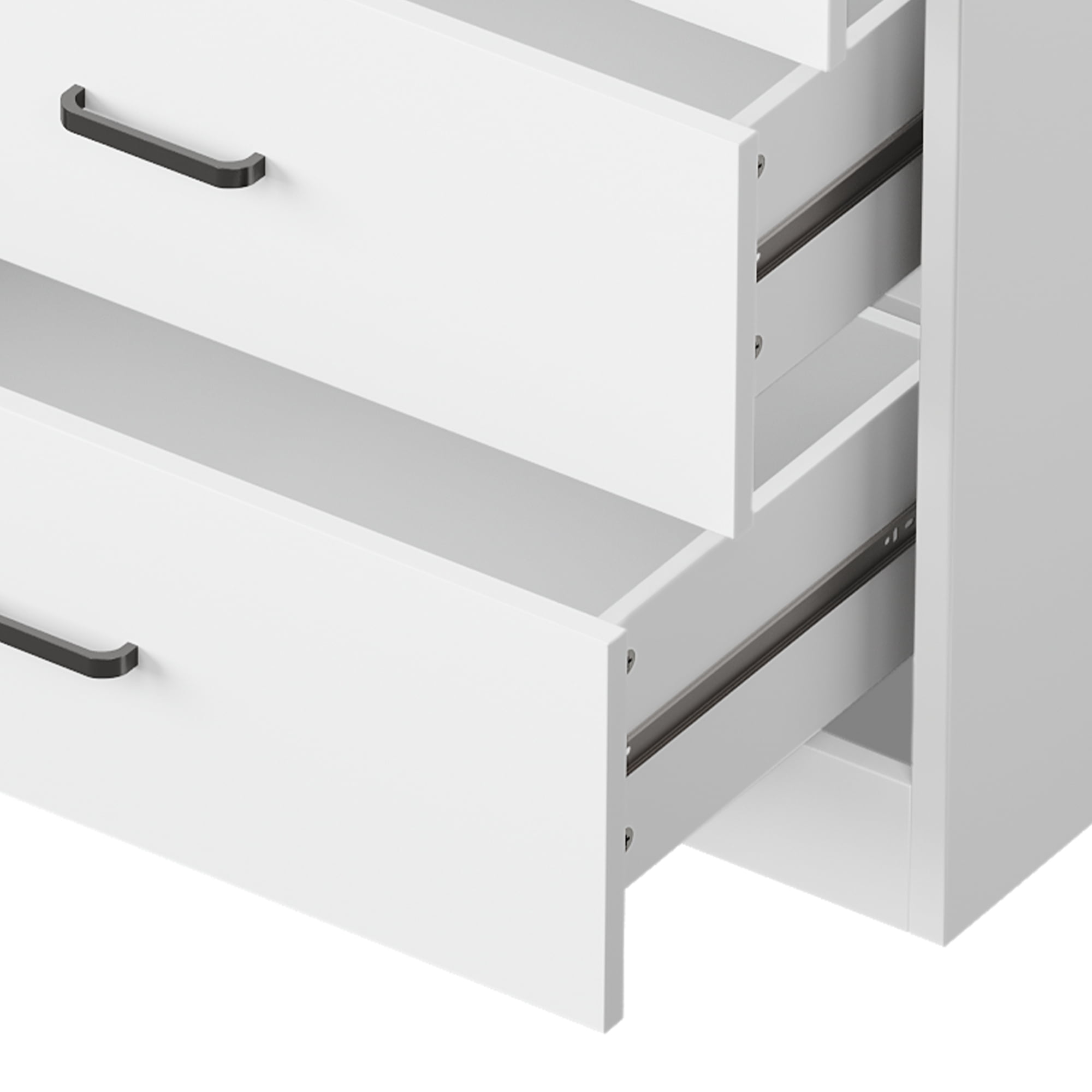 Uforic 6-Drawer Double Dresser with LED Lights & Power Outlets, Storage Cabinet Chest of Drawers with Shelves, White