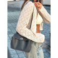 thumbnail image 5 of Women'S Cardigan Hollow Out Button Front V Neck Long Sleeve Knit Crop Sweater Top Milky White S, 5 of 10