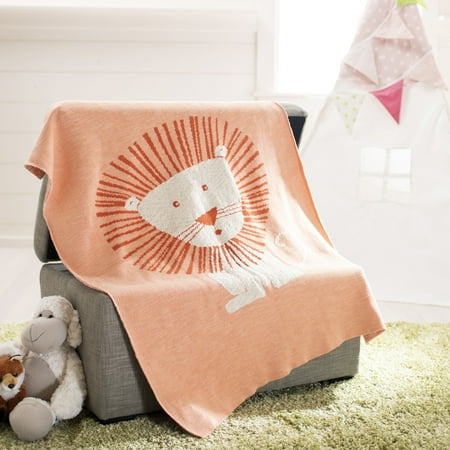 UPC: 0889048687332 | SAFAVIEH Dandy Lion Cotton 32 x 40 Baby Throw Orange/Natural