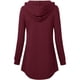 thumbnail image 3 of Una línea con capucha sudadera con capucha cuello en V manga larga botón cordón jersey casual tops para mujer vino rojo XXL, 3 of 7